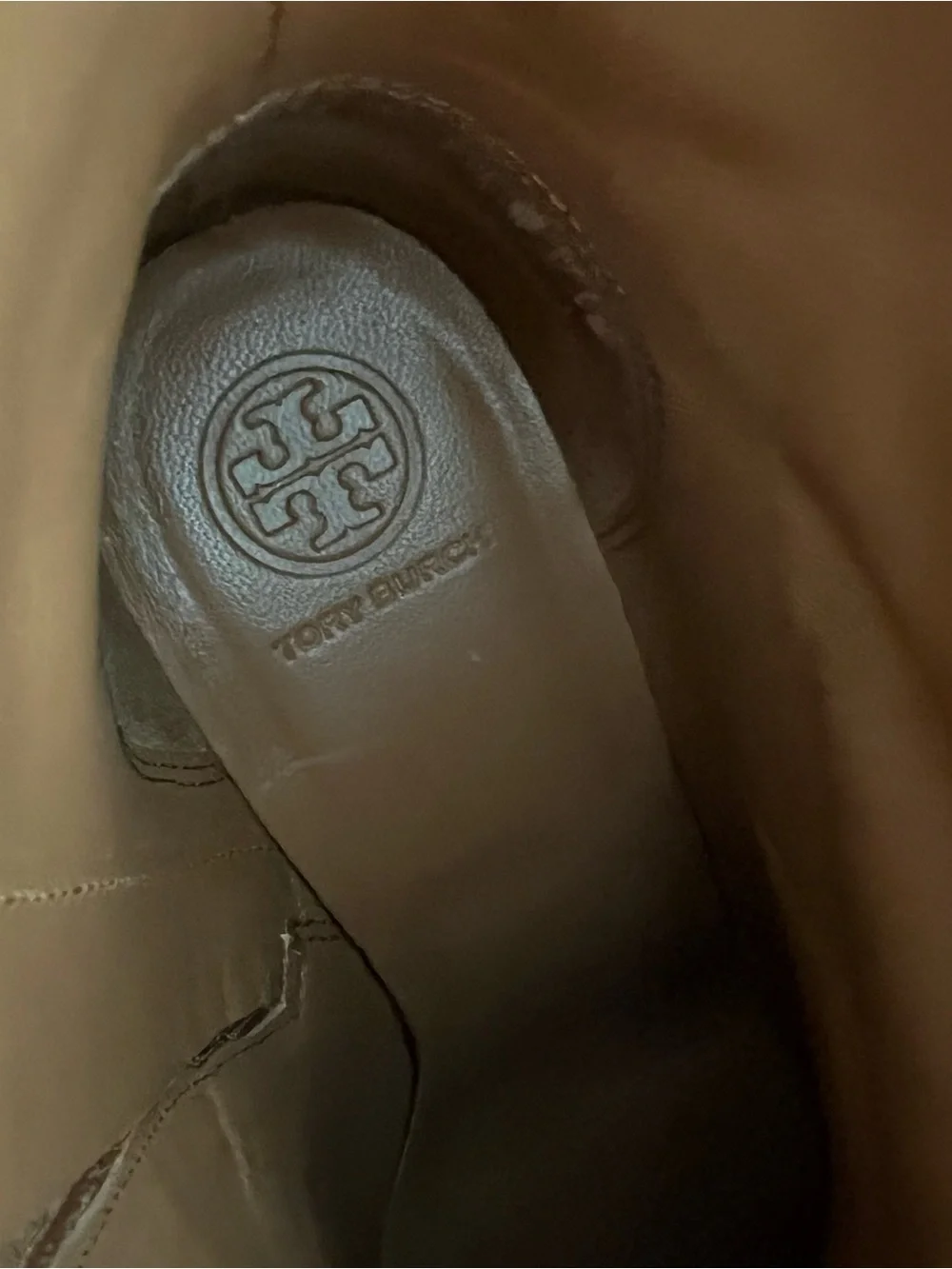 Tory Burch Leather Block Heel Ankle Booties Tan Camel Cognac 6M Classic